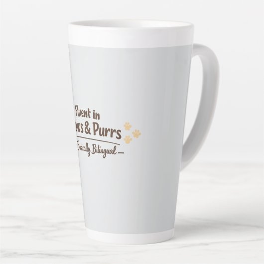 Fluent in Meows & Purrs Funny Cat Lover Gift Latte Mok (Rechterhoek)