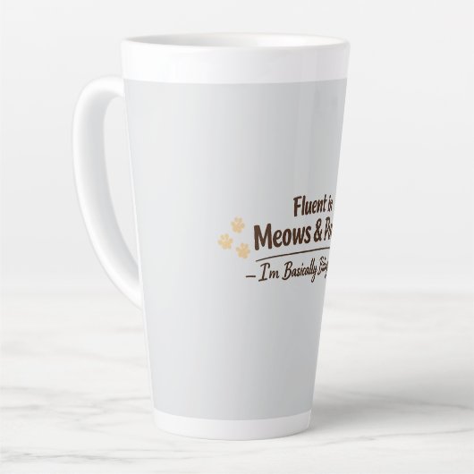 Fluent in Meows & Purrs Funny Cat Lover Gift Latte Mok (Linkerhoek)