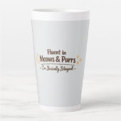 Fluent in Meows & Purrs Funny Cat Lover Gift Latte Mok (Voorkant)