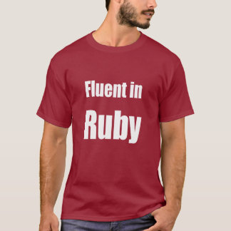 Fluent in Ruby - donkerrood programmeur shirt