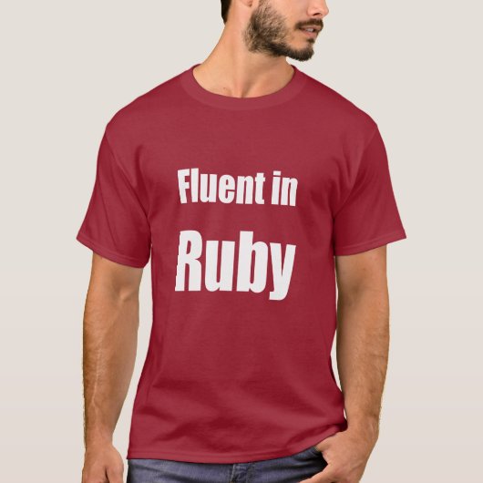 Fluent in Ruby - donkerrood programmeur shirt (Voorkant)