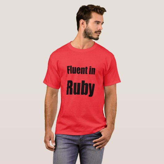 Fluent in Ruby - rode programmeur shirt (Voorkant volledig)