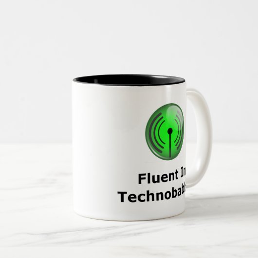 Fluent in Technobabble Tweekleurige Koffiemok (Voorkant rechts)
