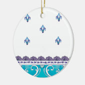 Fluer de Lis Blue Swirl-ontwerp Keramisch Ornament (Links)