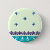 Fluer de Lis Blue Swirl-ontwerp Ronde Button 5,7 Cm (Voorkant)