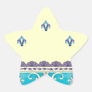 Fluer de Lis Blue Swirl-ontwerp Ster Sticker