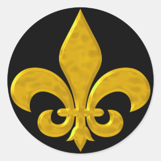 Fluer De Lis Hammered Gold Ronde Sticker