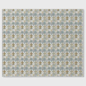 Fluer de Lis | Soft Blue en Gold Cadeaupapier (Vlak)