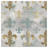 Fluer de Lis | Soft Blue en Gold Stof (Close Up)