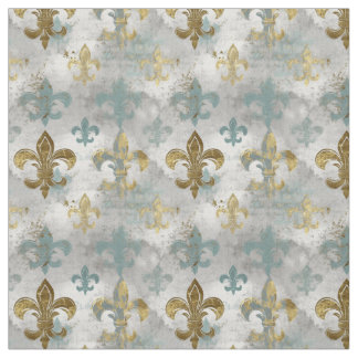 Fluer de Lis | Soft Blue en Gold Stof