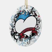 Fluer Forever Heart Kerstornamanet Keramisch Ornament (Rechts)