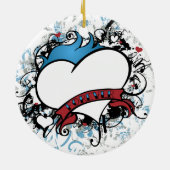 Fluer Forever Heart Kerstornamanet Keramisch Ornament (Achterkant)