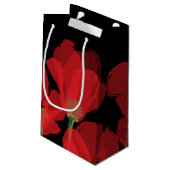 Fluers de Pavot Rouge sur Noir Klein Cadeauzakje (Achterkant Gekanteld)