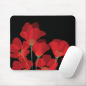 Fluers de Pavot Rouge sur Noir Muismat (Met muis)