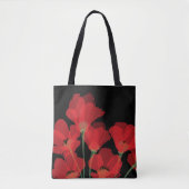 Fluers de Pavot Rouge sur Noir Tote Bag (Voorkant)