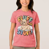 Fluff and Stuff Schattigee Goldendoodle Cartoon Tri-Blend Shirt (Voorkant)