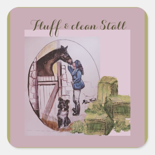 Fluff & Clean Stall vierkante sticker (Voorkant)