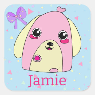 Fluff Heart de Leuke Hond Vierkante Sticker
