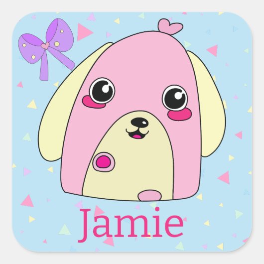 Fluff Heart de Leuke Hond Vierkante Sticker (Voorkant)
