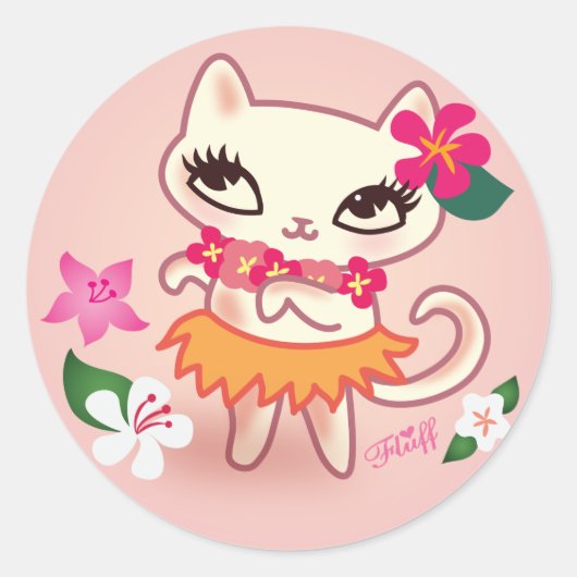 Fluff Hula Cat Sticker (Voorkant)