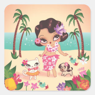 Fluff Hula Lulu Scène Sticker Set
