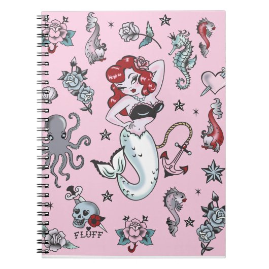 Fluff Molly Mermaid Notebook-roze Notitieboek (Voorkant)