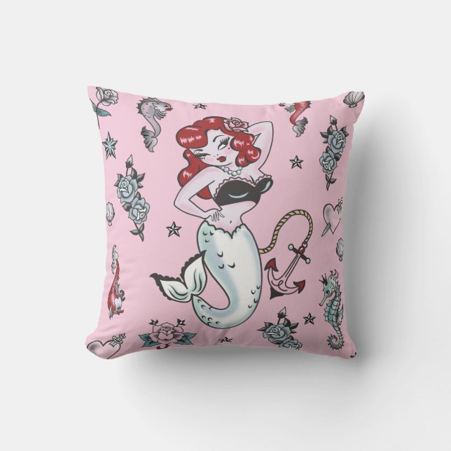 Fluff Molly Mermaid Pink Pillow Kussen (Front)
