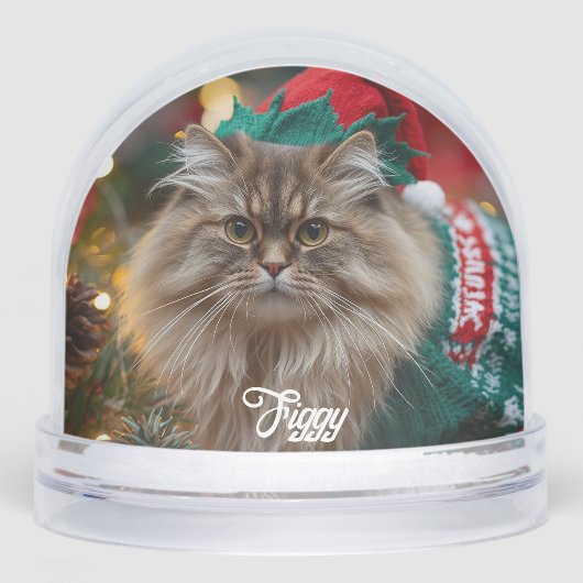 Fluff Norwegian Forest Cat Christmas gepersonalise Sneeuwbol (Voorkant)