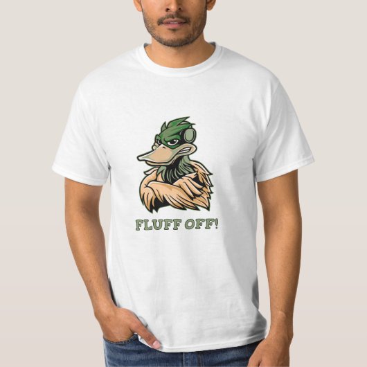 Fluff Off Funny Duck t-shirt design (Voorkant)