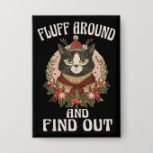 Fluff rond en ontdek de winterkat woordspeling button (Voorkant)
