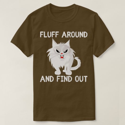 Fluff rond en Ontdek grappige kat T-shirt (Design voorkant)