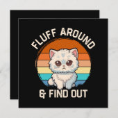 Fluff rond en Ontdek Grappige Retro Kat (Voorkant / Achterkant)