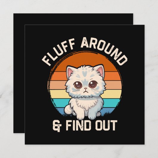 Fluff rond en Ontdek Grappige Retro Kat (Voorkant / Achterkant)