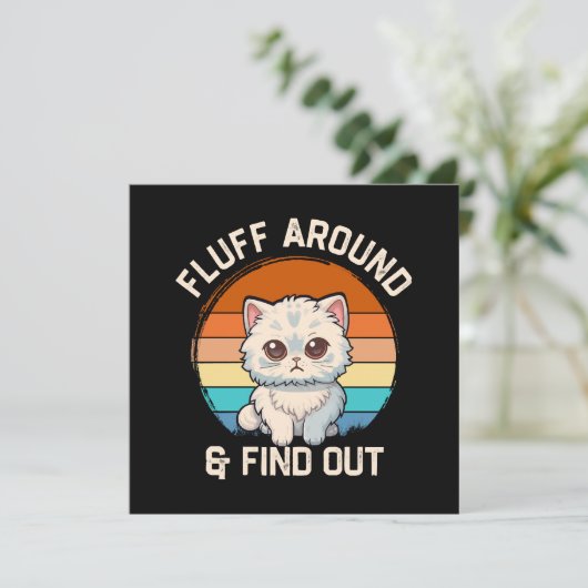 Fluff rond en Ontdek Grappige Retro Kat (Staand voorkant)