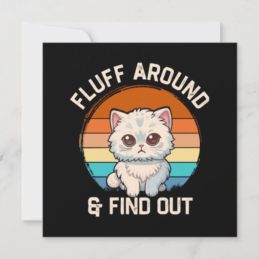 Fluff rond en Ontdek Grappige Retro Kat (Achterkant)