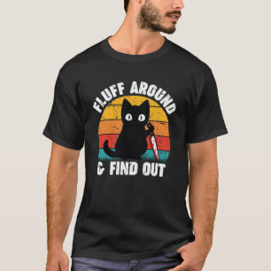 Fluff rond en ontdek kat Mannen vrouwen Retro Vin T-shirt