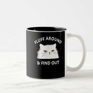 Fluff rond Funny Sarcastic Cat Lady Quote Humor Tweekleurige Koffiemok