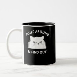 Fluff rond Funny Sarcastic Cat Lady Quote Humor Tweekleurige Koffiemok