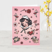 Fluff Suzy Sailor Portret Kaart (Gele Bloem)