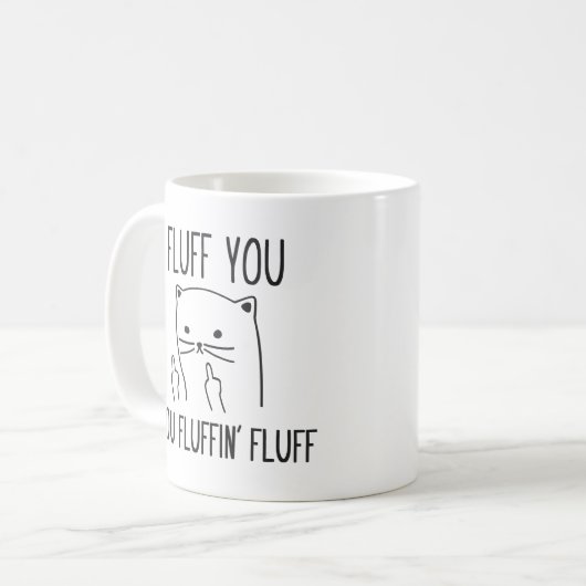 FLUFF U FUNNY CAT COFFEE MOK (Voorkant links)