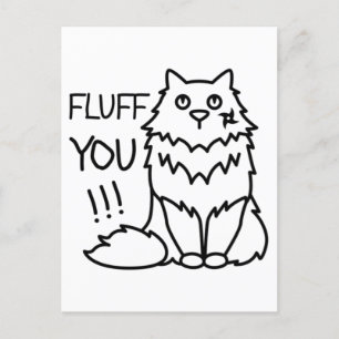 Fluff u - Funny Minimal Cute Black & White Cat Briefkaart
