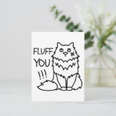 Fluff u - Funny Minimal Cute Black & White Cat Briefkaart (Staand voorkant)