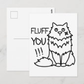 Fluff u - Funny Minimal Cute Black & White Cat Briefkaart (Voorkant / Achterkant)