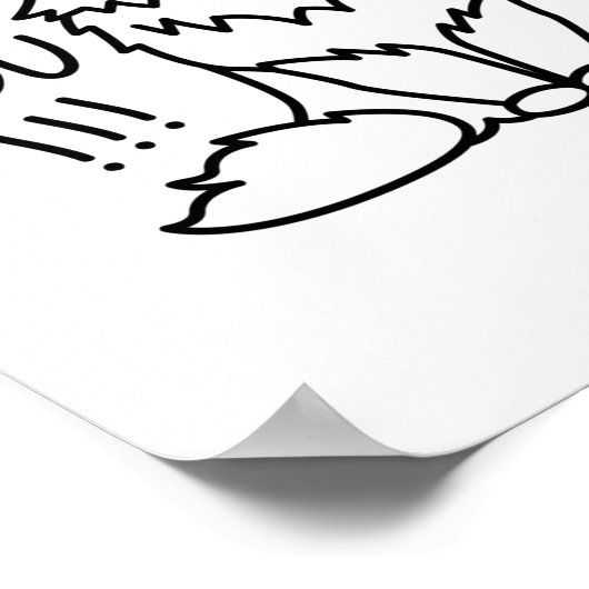 Fluff u - Funny Minimal Cute Black & White Cat Poster (Hoek)