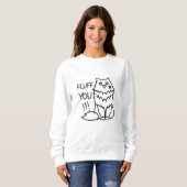 Fluff u - Funny Minimal Cute Black & White Cat Trui (Voorkant volledig)