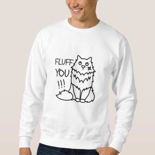 Fluff u - Funny Minimal Cute Black & White Cat Trui (Voorkant)