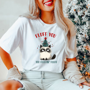 Fluff You T-shirt voor kerstkatten
