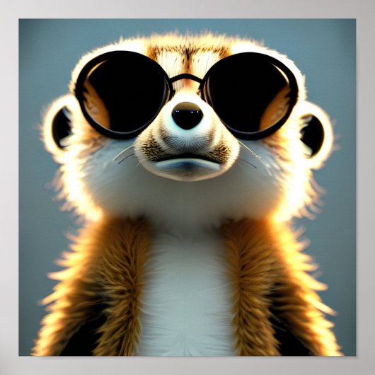 Fluffe 3d-meerkeukenbril met zonnebril poster (Voorkant)