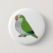 Fluffe cartoon van groene papegaaiperen ronde button 5,7 cm (Voorkant)
