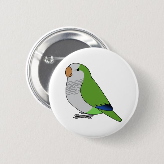 Fluffe cartoon van groene papegaaiperen ronde button 5,7 cm (Voorkant /achterkant)